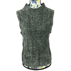 NoMi Olive Green Sleeveless Chenille Sweater/Sweater Vest Size M Vintage